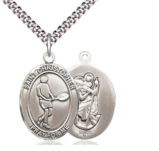 Sterling Silver Saint Christopher Tennis Medal Catholic Jewelry