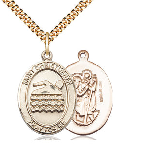 14kt Gold Filled Saint Christopher Swimming Medal Catholic Jewelry