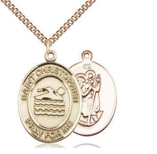 14kt Gold Saint Christopher Swimming Medal