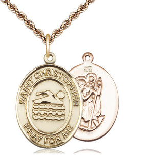 14kt Gold Saint Christopher Swimming Medal