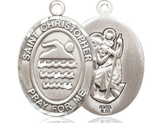 Pewter Saint Christopher Swimming Medal
