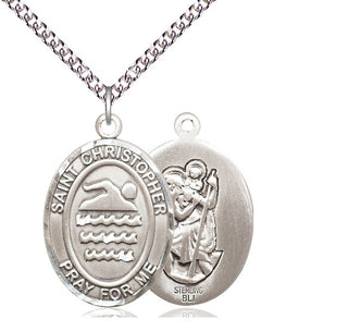 Sterling Silver Saint Christopher Swimming Medal Catholic Jewelry