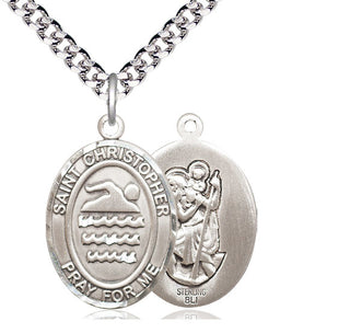 Sterling Silver Saint Christopher Swimming Medal Catholic Jewelry