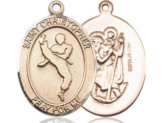 14kt Gold Filled Saint Christopher Martial Arts Medal