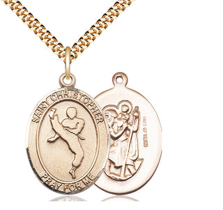 14kt Gold Filled Saint Christopher Martial Arts Medal Catholic Jewelry