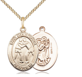 14kt Gold Filled Saint Christopher Wrestling Medal Catholic Jewelry
