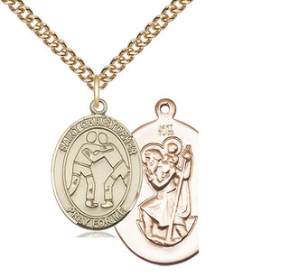 14kt Gold Saint Christopher Wrestling Medal