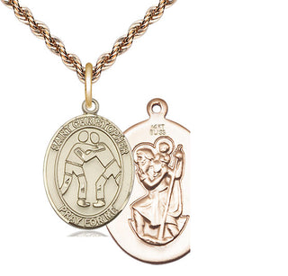 14kt Gold Saint Christopher Wrestling Medal