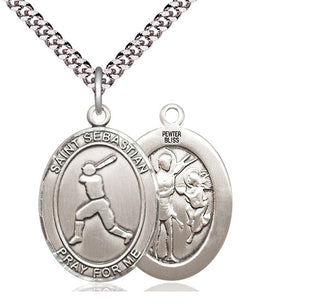 Pewter Saint Sebastian Baseball Medal Catholic Jewelry