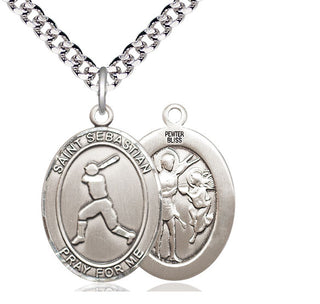 Pewter Saint Sebastian Baseball Medal Catholic Jewelry