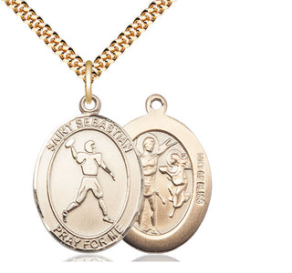 14kt Gold Filled Saint Sebastian Football Medal Catholic Jewelry