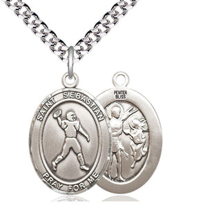 Pewter Saint Sebastian Football Medal Catholic Jewelry