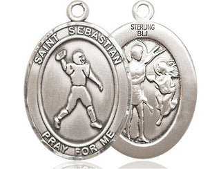 Sterling Silver Saint Sebastian Football Medal Catholic Jewelry
