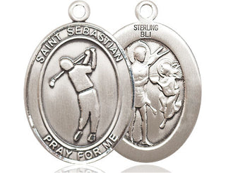 Sterling Silver Saint Sebastian Golf Medal Catholic Jewelry