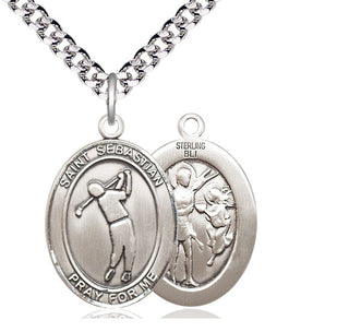 Sterling Silver Saint Sebastian Golf Medal Catholic Jewelry