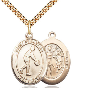 14kt Gold Filled Saint Sebastian Basketball Medal Catholic Jewelry