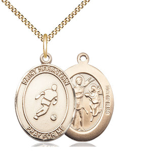 14kt Gold Filled Saint Sebastian Soccer Medal Catholic Jewelry