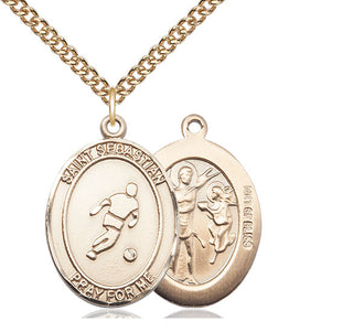 14kt Gold Filled Saint Sebastian Soccer Medal Catholic Jewelry