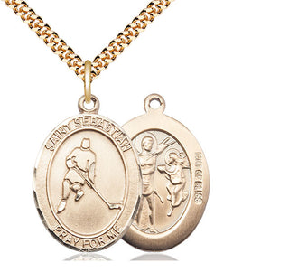 14kt Gold Filled Saint Sebastian Ice Hockey Medal Catholic Jewelry