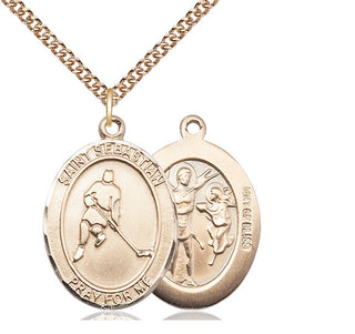 14kt Gold Filled Saint Sebastian Ice Hockey Medal Catholic Jewelry