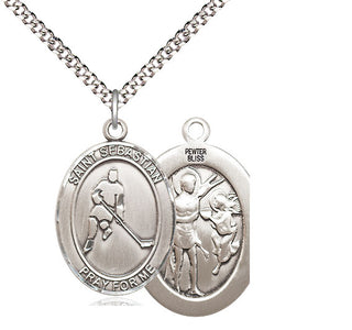 Pewter Saint Sebastian Ice Hockey Medal Catholic Jewelry