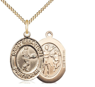 14kt Gold Filled Saint Sebastian Tennis Medal Catholic Jewelry