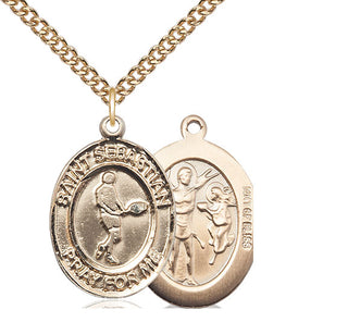 14kt Gold Filled Saint Sebastian Tennis Medal Catholic Jewelry