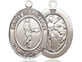 Pewter Saint Sebastian Tennis Medal