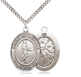 Pewter Saint Sebastian Tennis Medal Catholic Jewelry
