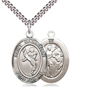 Pewter Saint Sebastian Martial Arts Medal Catholic Jewelry