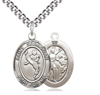 Pewter Saint Sebastian Martial Arts Medal Catholic Jewelry