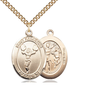 14kt Gold Filled Saint Sebastian Cheerleading Medal Catholic Jewelry