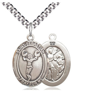 Pewter Saint Sebastian Cheerleading Medal Catholic Jewelry