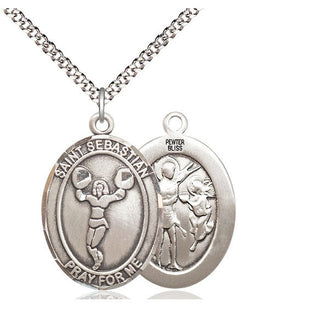 Pewter Saint Sebastian Cheerleading Medal Catholic Jewelry