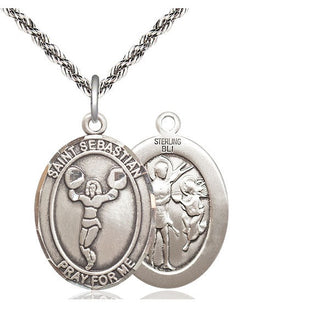 Sterling Silver Saint Sebastian Cheerleading Medal Catholic Jewelry