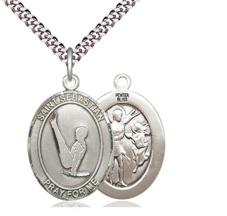 Pewter Saint Sebastian Gymnastics Medal Catholic Jewelry