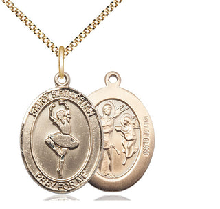 14kt Gold Filled Saint Sebastian Dance Medal Catholic Jewelry