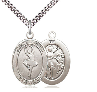 Pewter Saint Sebastian Dance Medal Catholic Jewelry