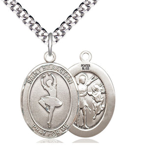 Pewter Saint Sebastian Dance Medal Catholic Jewelry
