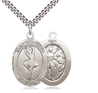 Sterling Silver Saint Sebastian Dance Medal Catholic Jewelry