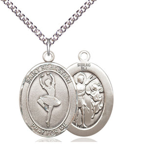Sterling Silver Saint Sebastian Dance Medal Catholic Jewelry