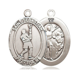 Pewter Saint Sebastian Lacrosse Medal