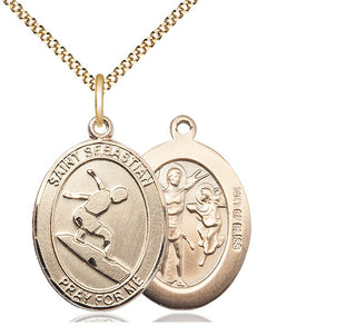 14kt Gold Filled Saint Sebastian Surfing Medal Catholic Jewelry