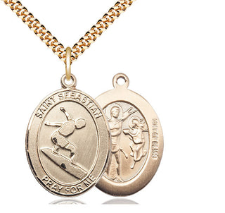 14kt Gold Filled Saint Sebastian Surfing Medal Catholic Jewelry