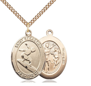 14kt Gold Filled Saint Sebastian Surfing Medal Catholic Jewelry