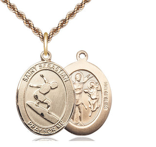 14kt Gold Filled Saint Sebastian Surfing Medal Catholic Jewelry
