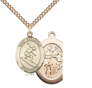 14kt Gold Saint Sebastian Surfing Medal