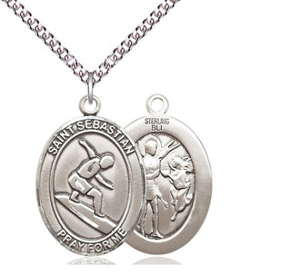 Sterling Silver Saint Sebastian Surfing Medal Catholic Jewelry