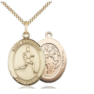 14kt Gold Filled Saint Sebastian Track and Field Medal Catholic Jewelry