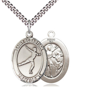 Sterling Silver Saint Sebastian Figure Skating Medal Catholic Jewelry